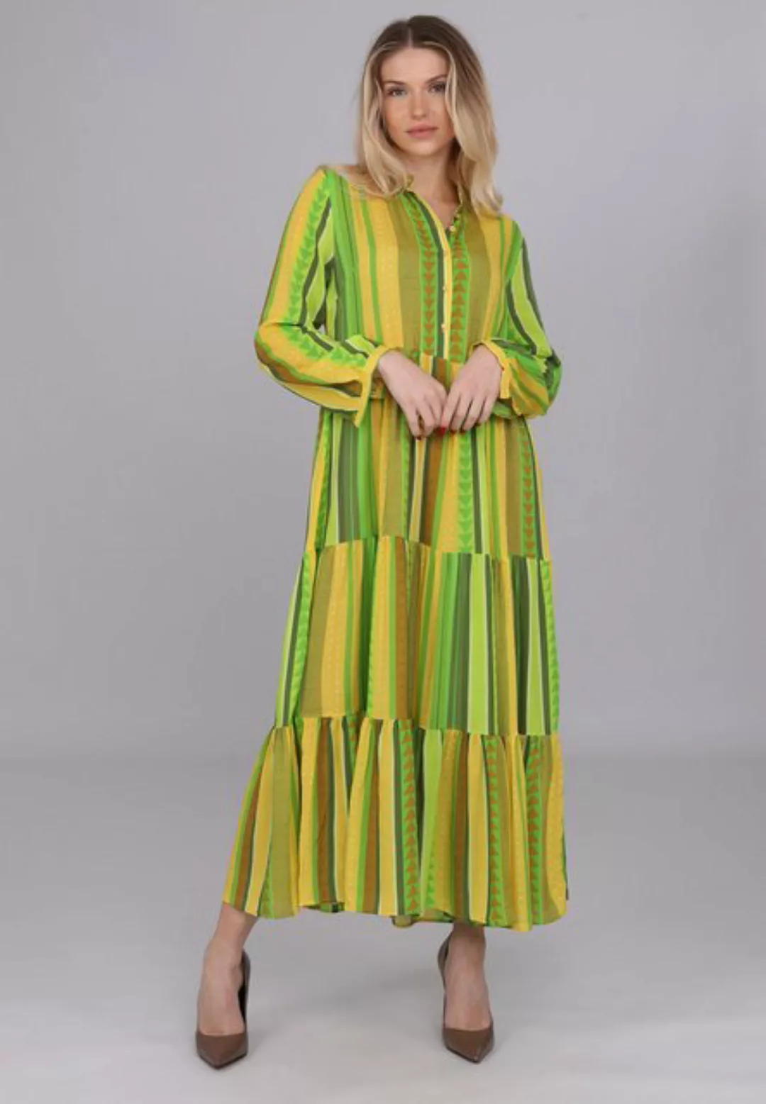 YC Fashion & Style Sommerkleid Sommerkleid in Neon-Grün mit Streifenmuster günstig online kaufen