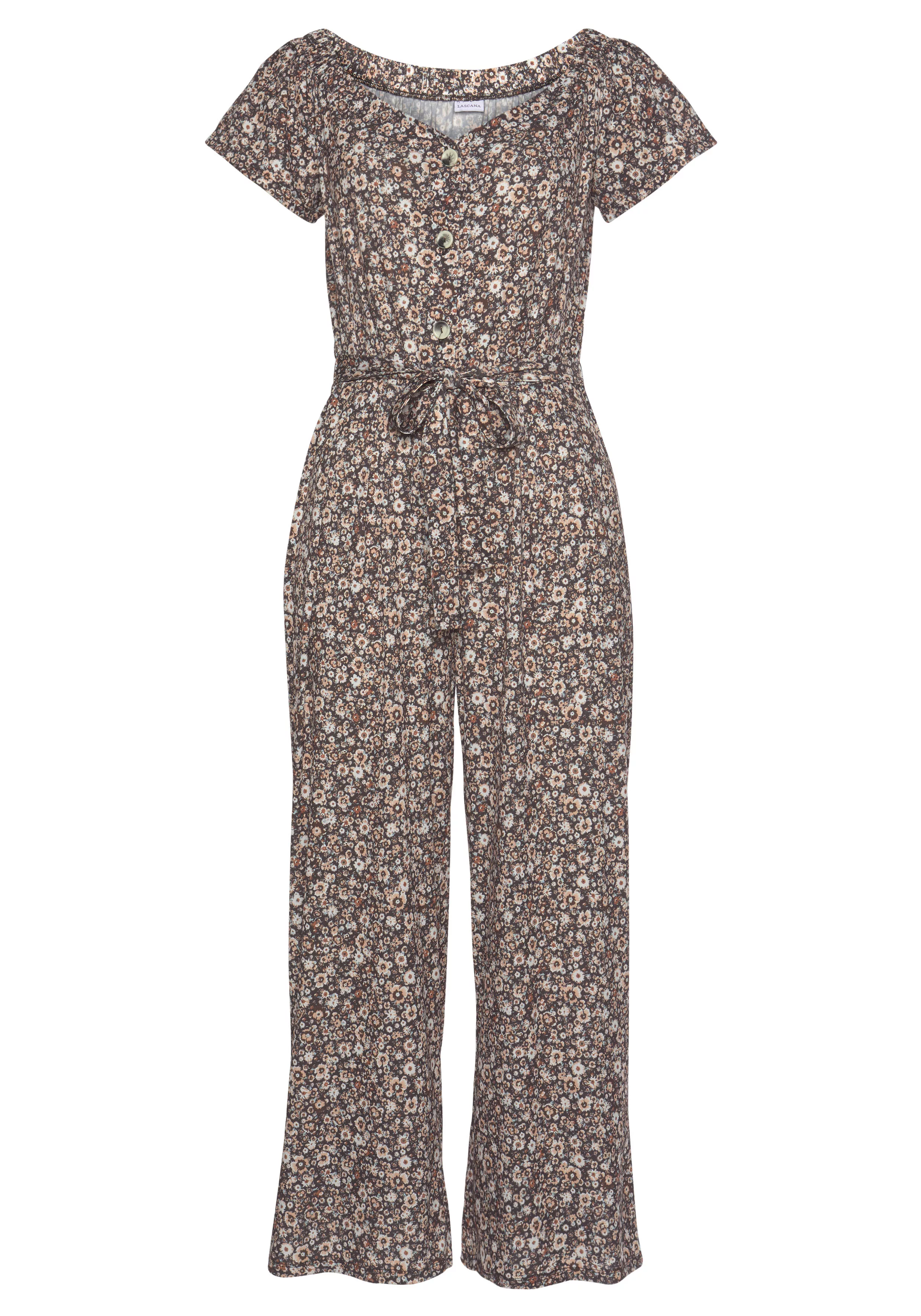 LASCANA Culotte-Overall, luftiger Jumpsuit mit Blumenprint, knitterfrei günstig online kaufen