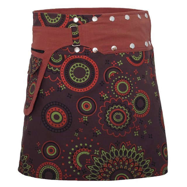PUREWONDER Wickelrock Damen Rock mit Muster und Tasche sk112 Baumwolle Einh günstig online kaufen