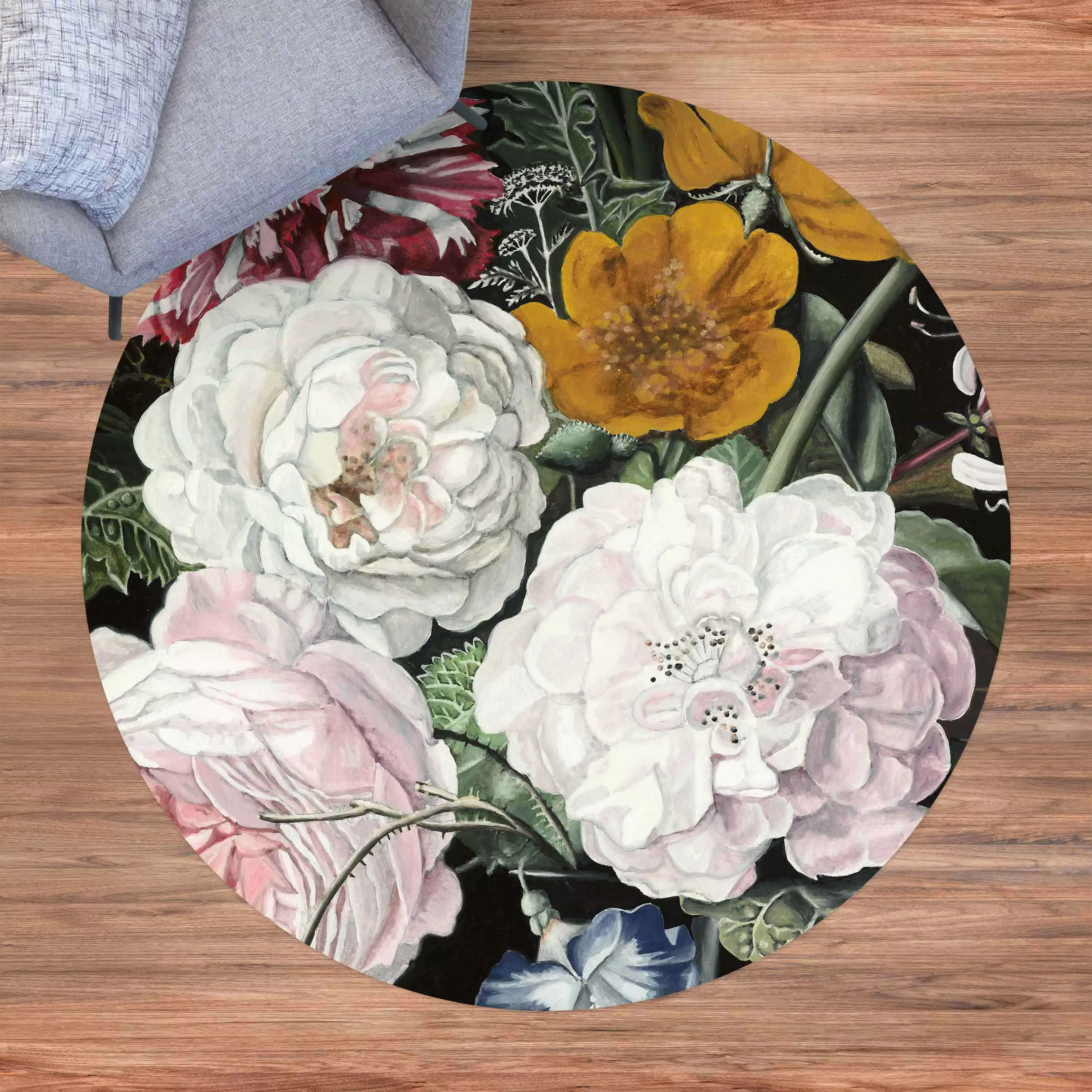 Runder Vinyl-Teppich Barock Bouquet günstig online kaufen