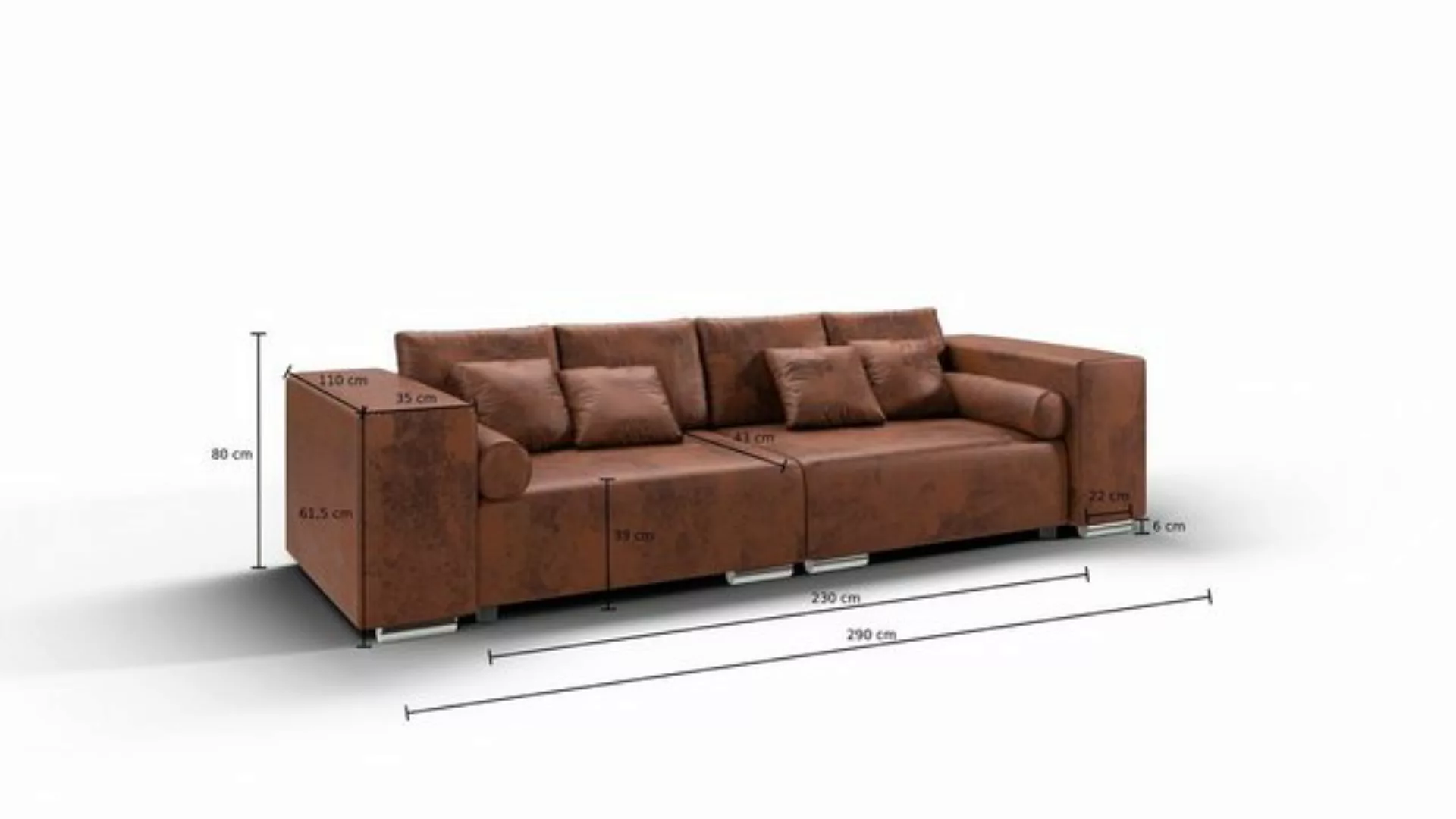 S-Style Möbel Big-Sofa Amaru 5-Sitzer mit Schlaffunktion, mit Wellenfederun günstig online kaufen