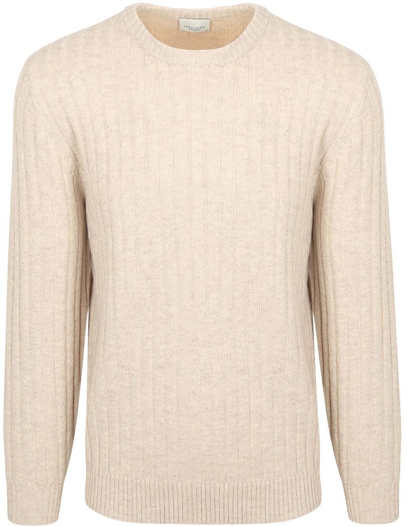 Profuomo Pullover Rib Wool Blend Sand - Größe L günstig online kaufen
