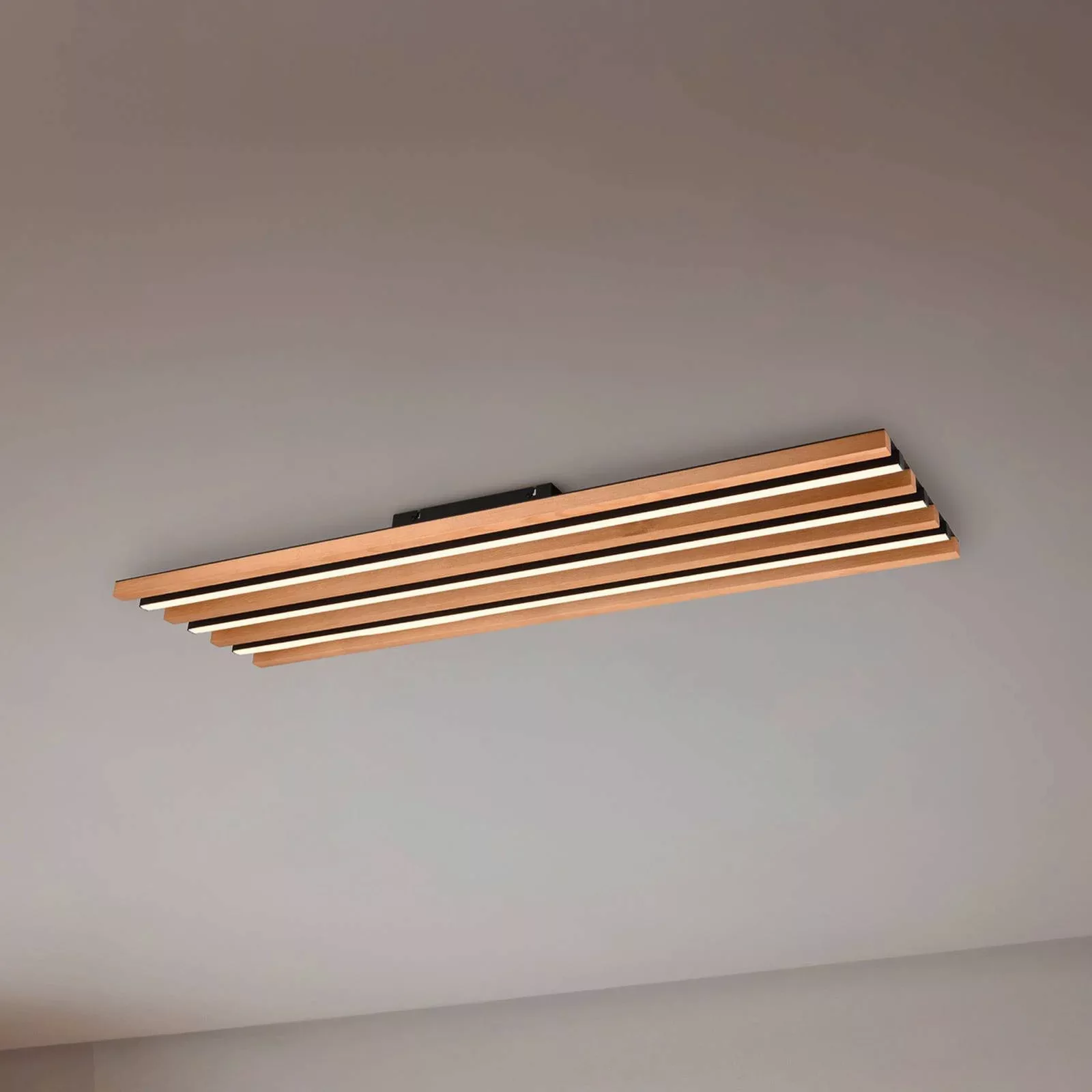 LED-Deckenlampe Fontana 114 x 30 cm holz/schwarz Holz/Metall günstig online kaufen