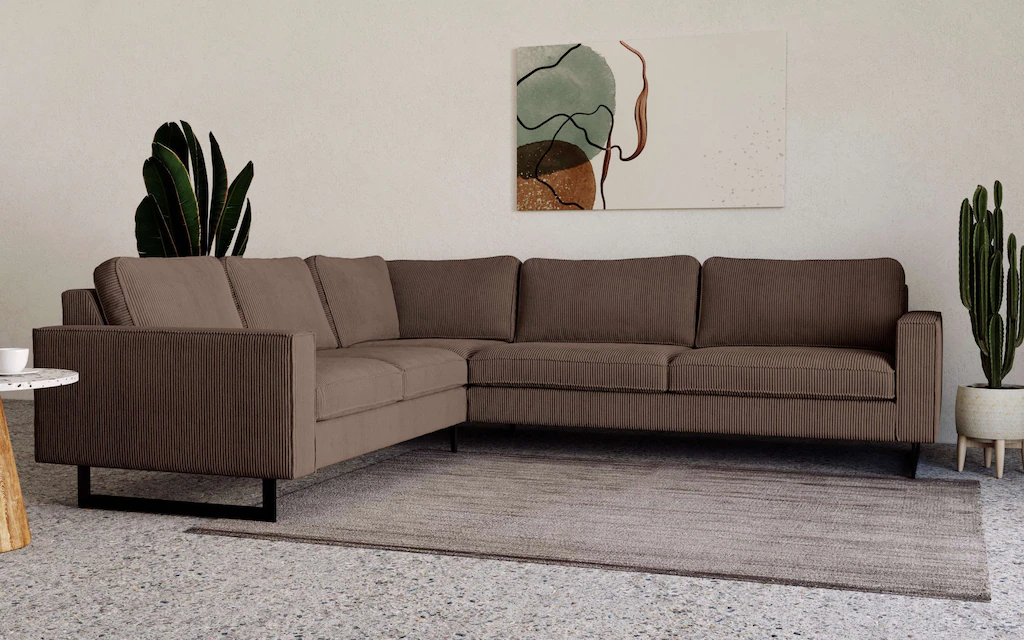 Places of Style Ecksofa "Pinto, 250/290 cm, langer Schenkel, XXL, Ottomane" günstig online kaufen