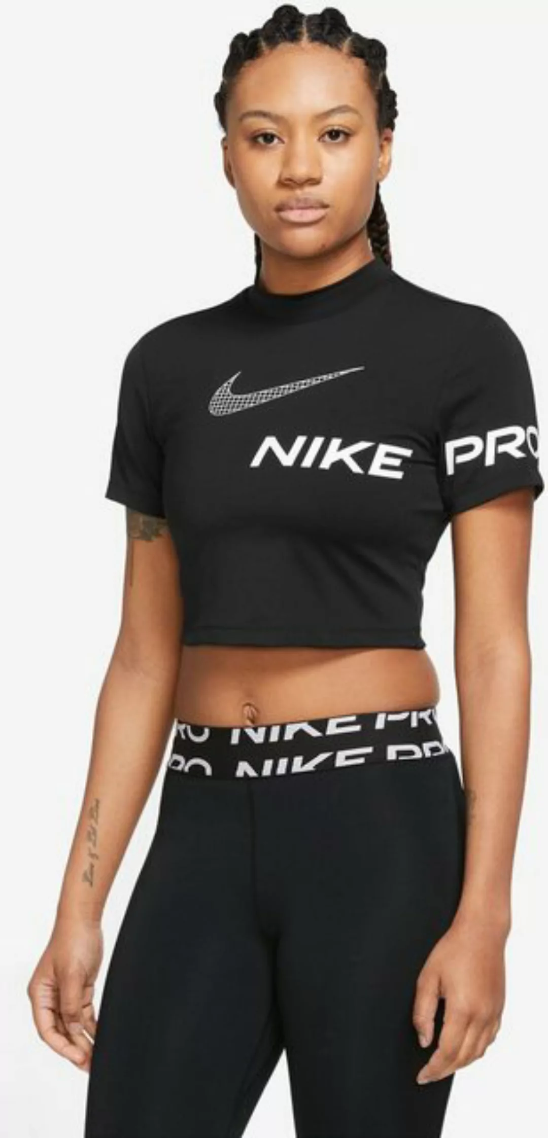 Nike T-Shirt Crop Top Pro DF Damen Kurzarm-Kurzoberteil - schwarz/weiß günstig online kaufen