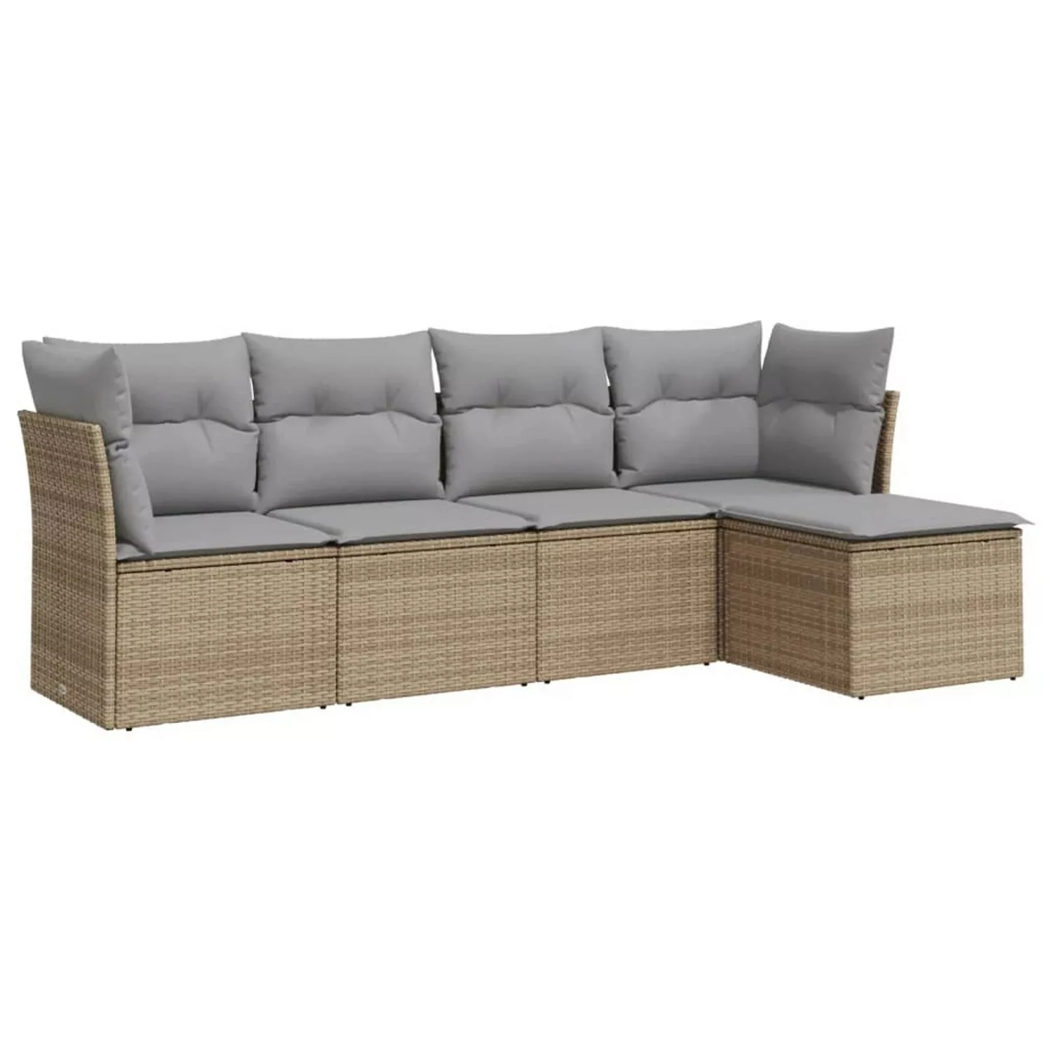 vidaXL 5-tlg Garten-Sofagarnitur mit Kissen Beige Poly Rattan Modell 22 günstig online kaufen