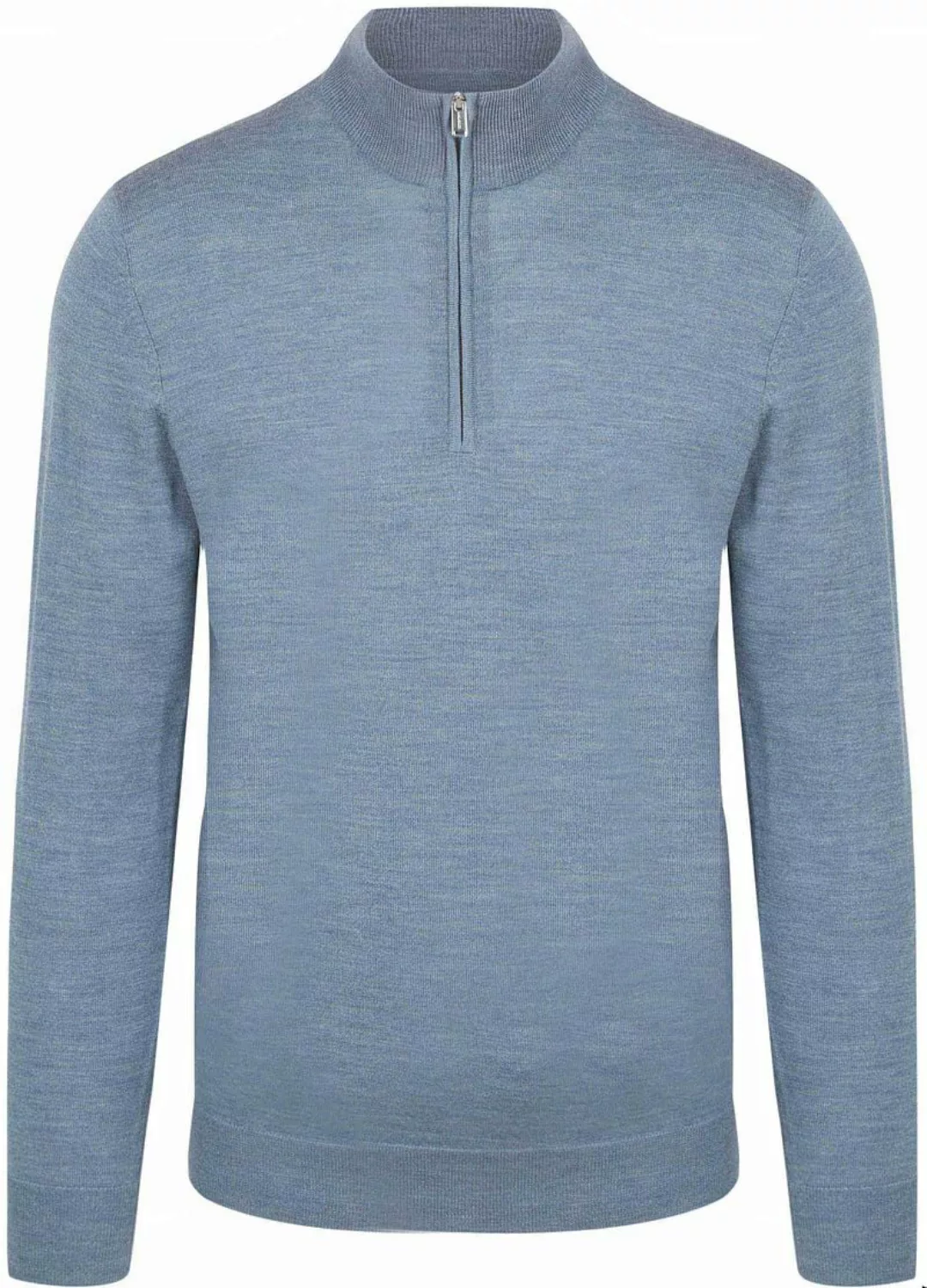 Profuomo Half Zip Pullover Merinowolle Melange Blau - Größe XL günstig online kaufen