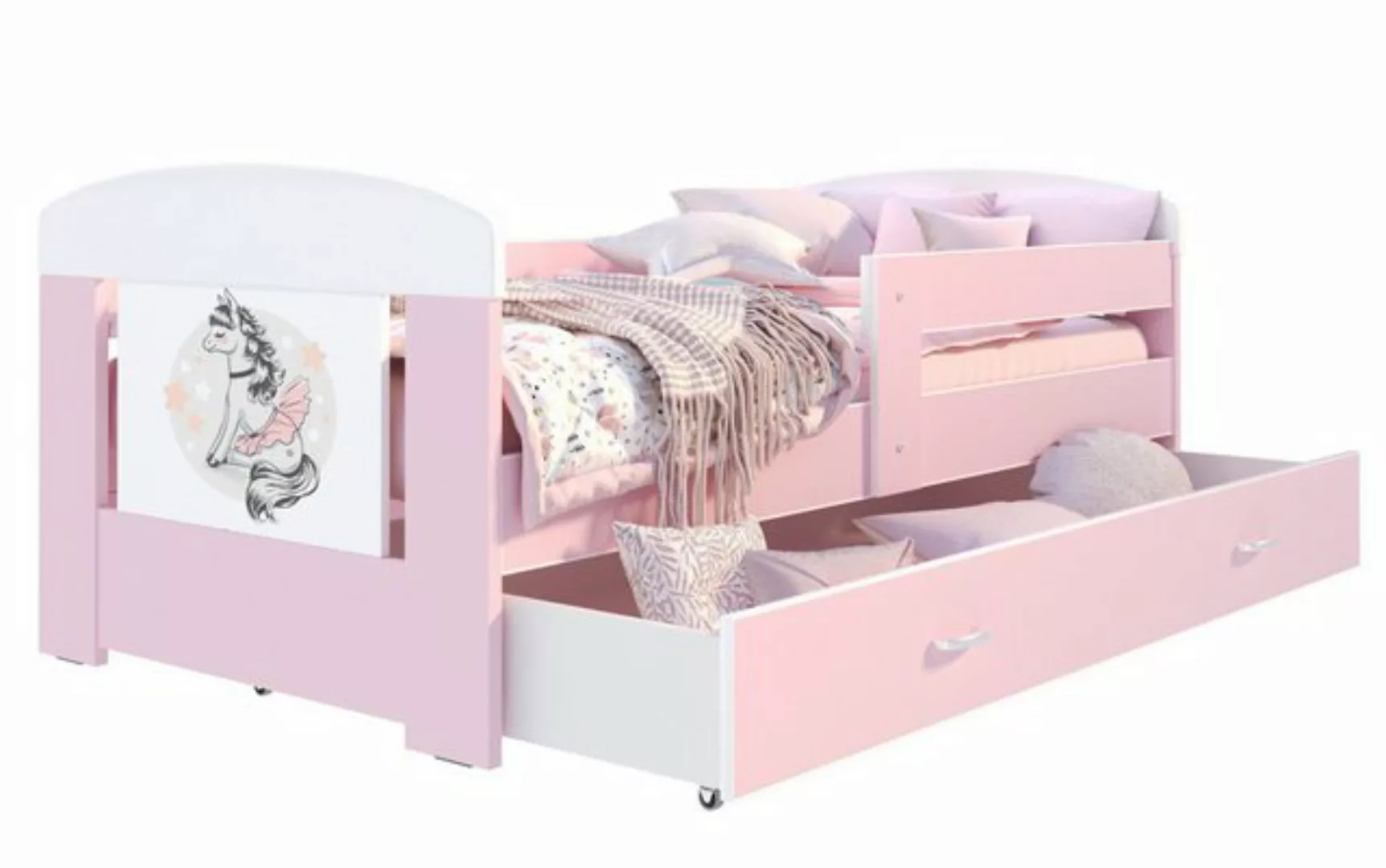 AJKmeble Kinderbett Jugendbett Pferd Motiv 80x140cm, 80x160cm, 80x180cm ink günstig online kaufen