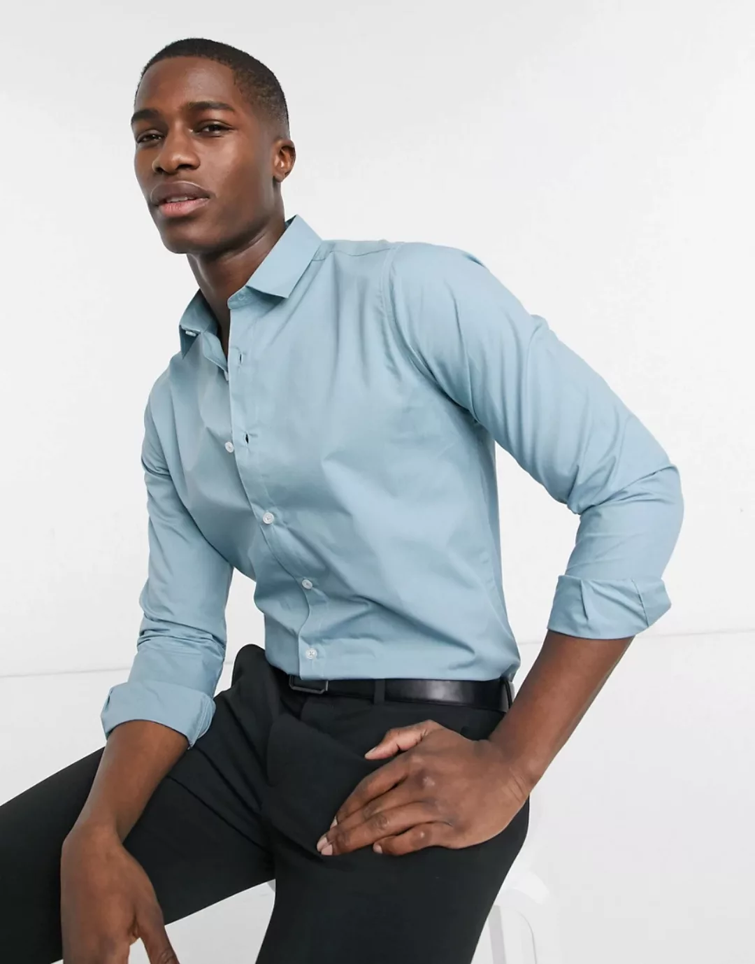 Bolongaro Trevor – Schmales, klassisches Hemd-Blau günstig online kaufen
