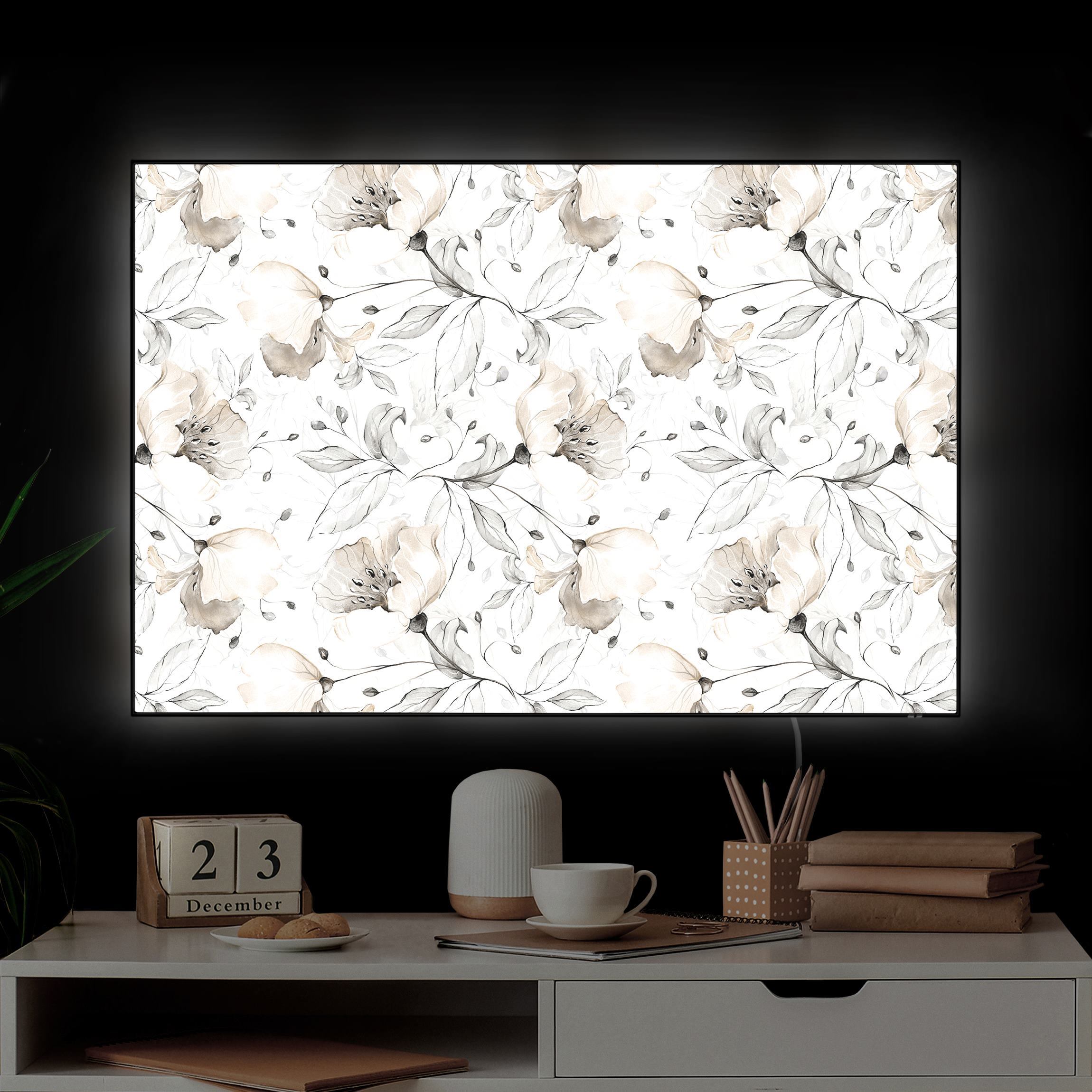 LED-Wechselbild Elegantes Blumenmuster II günstig online kaufen