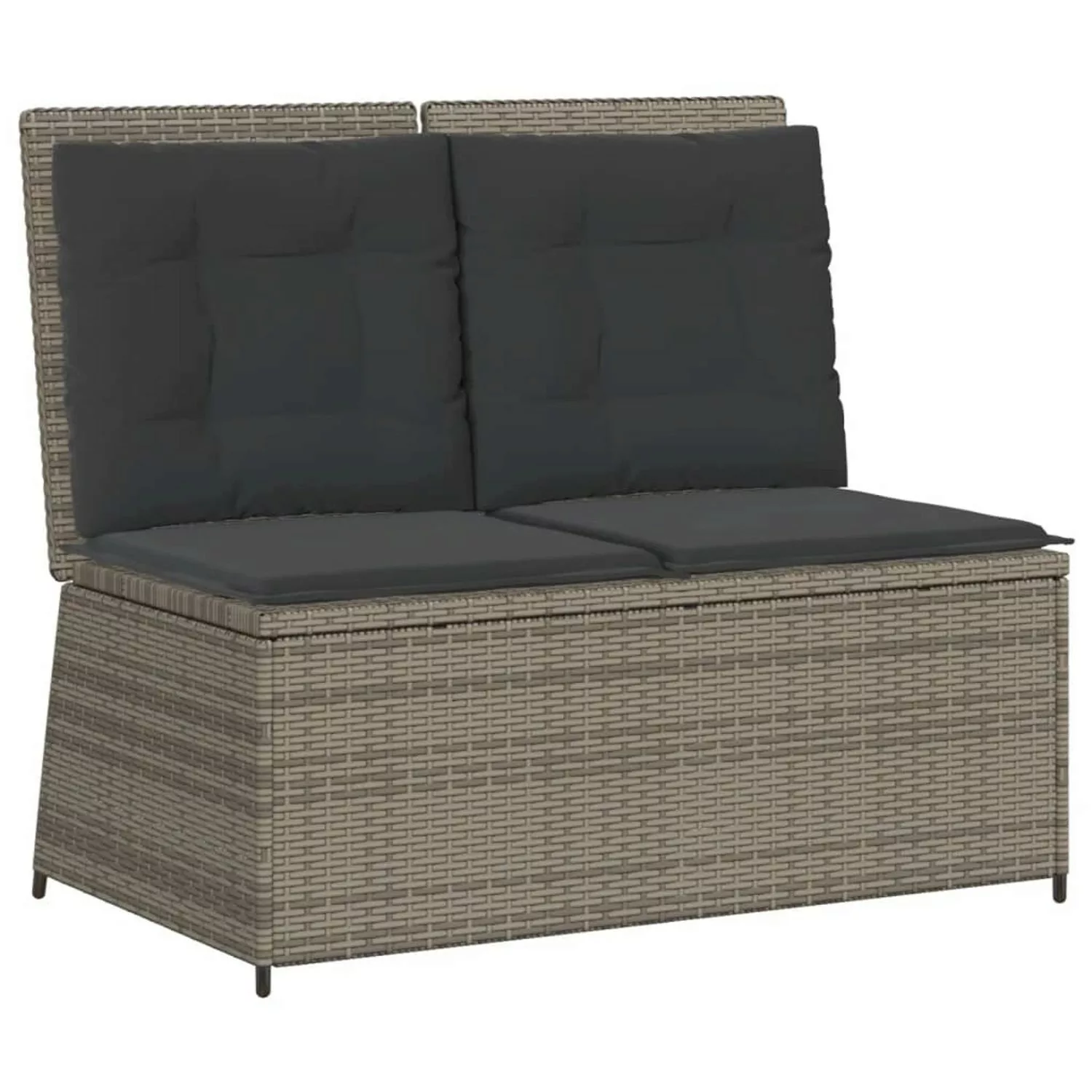 furnicato Gartenbank Verstellbar mit Kissen Grau Poly Rattan günstig online kaufen