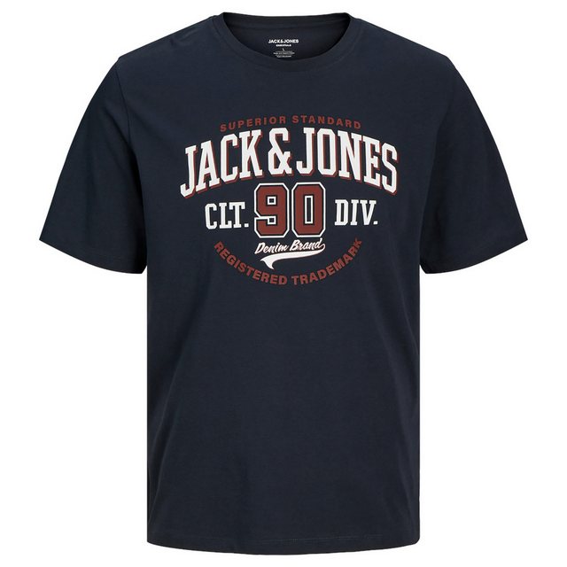 Jack & Jones Rundhalsshirt Große Größen Herren T-Shirt navy Logoprint Jack& günstig online kaufen