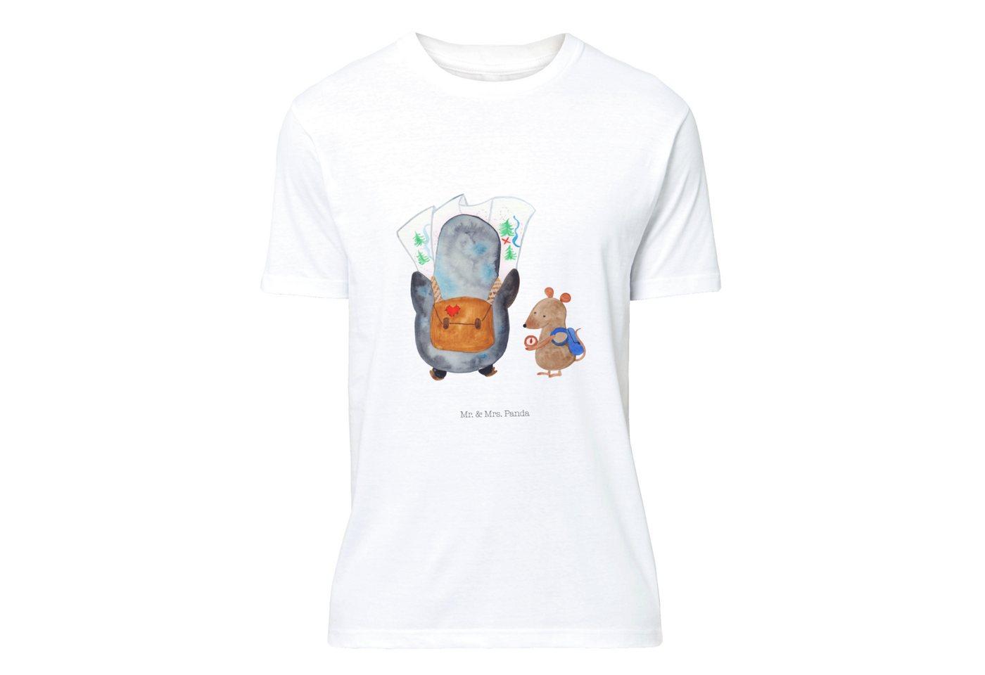 Mr. & Mrs. Panda T-Shirt Pinguin & Maus Wanderer - Weiß - Geschenk, Abenteu günstig online kaufen