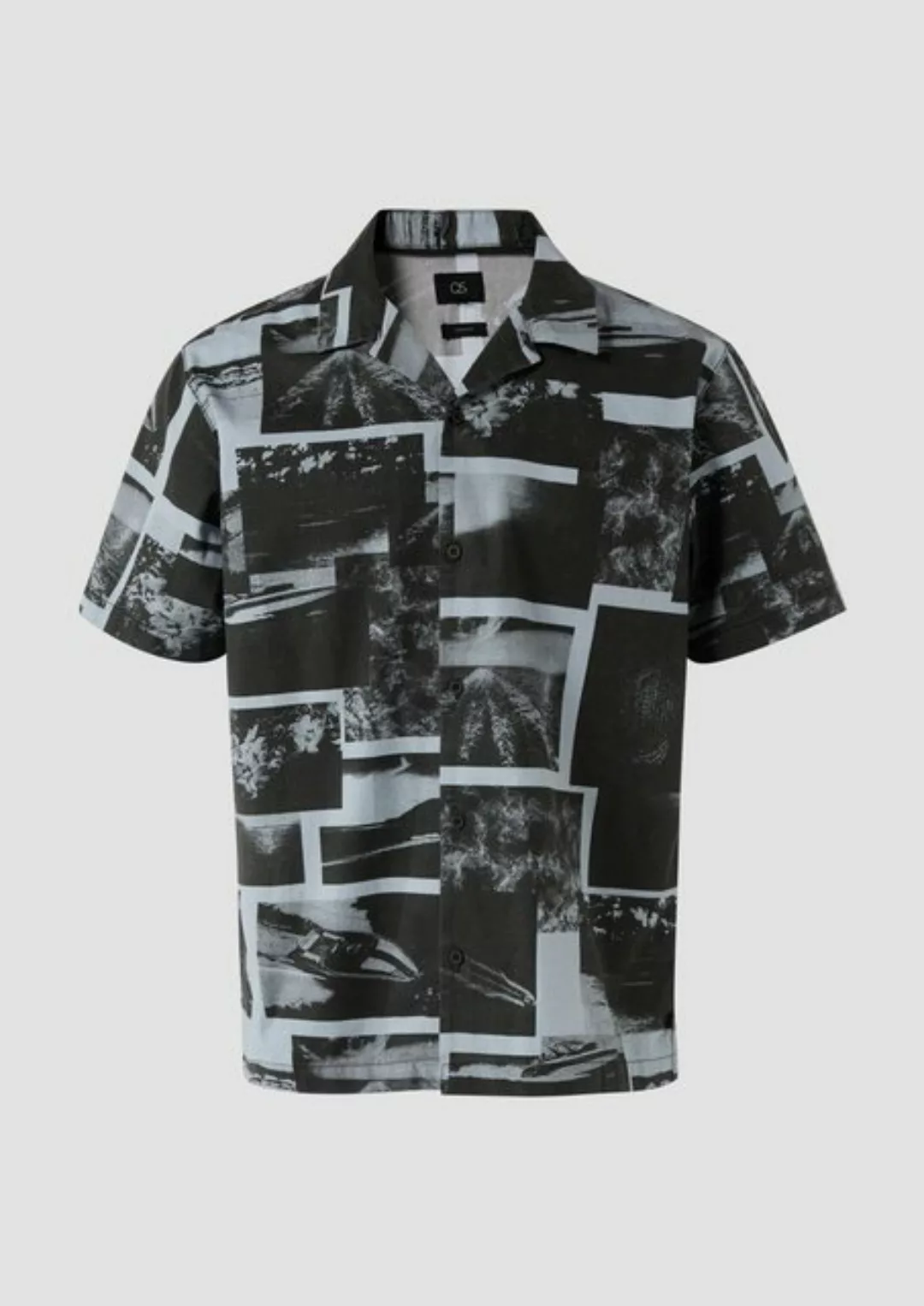 QS Kurzarmhemd Resorthemd aus Baumwolle mit All-over-Print günstig online kaufen