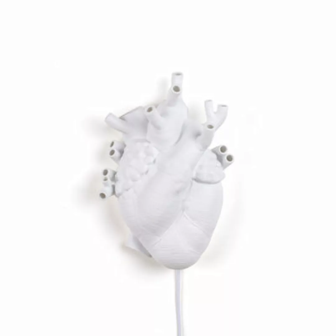 Wandleuchte mit Stromkabel Heart keramik weiß / Menschliches Herz aus Porze günstig online kaufen