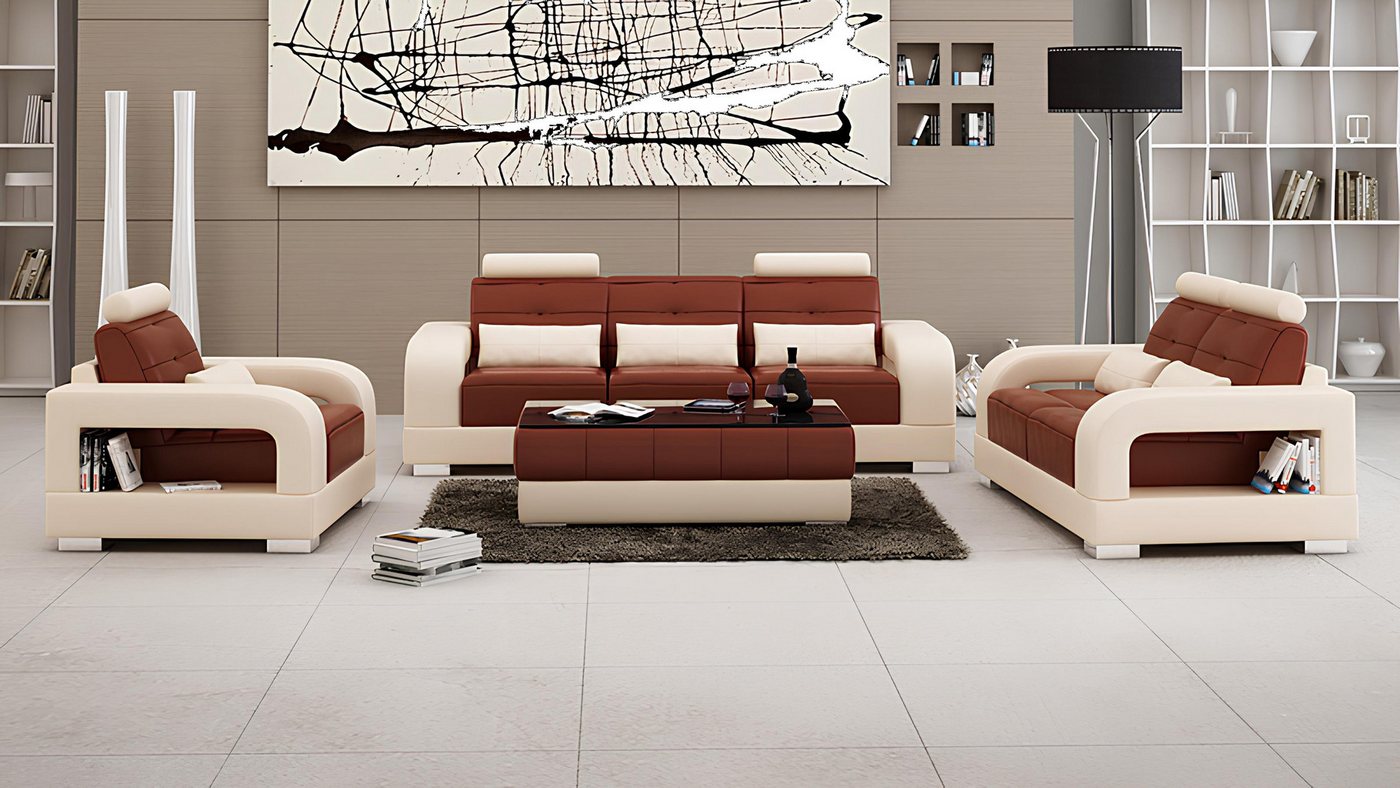 Xlmoebel Sofa Modernes Ledersofa mit USB-Anschluss in 3+2+1-Sitzer-Kombinat günstig online kaufen