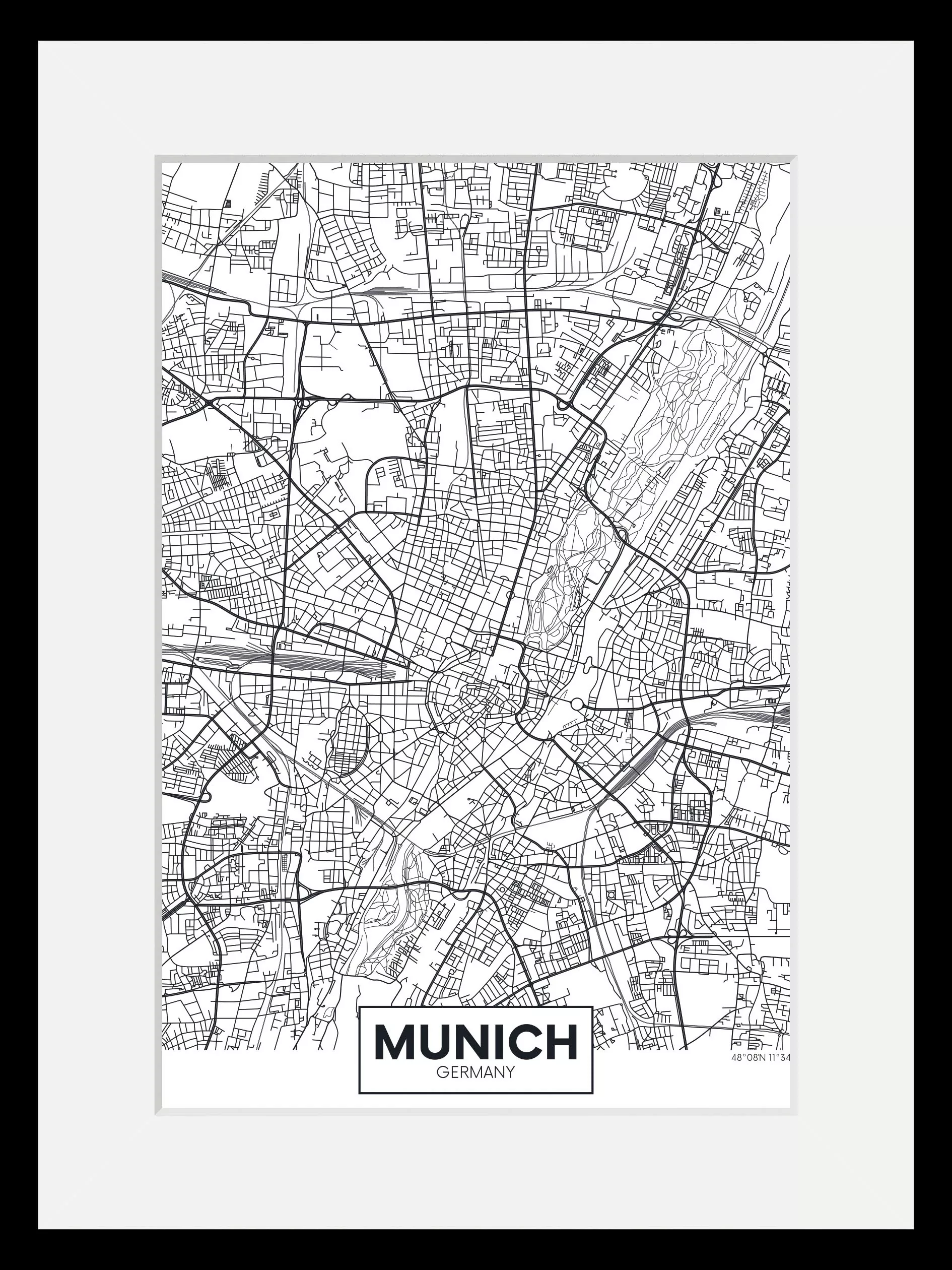 queence Bild »Munich Stadtkarte«, Städte-Schriftzug-Deutschland-Stadt-Münch günstig online kaufen
