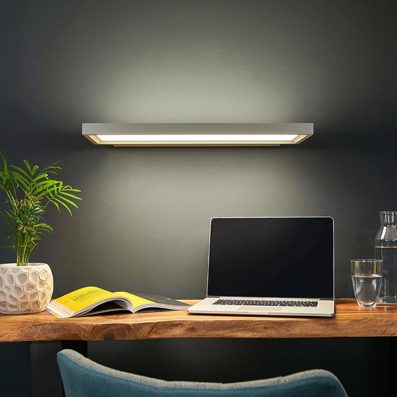 LED-Büro-Wandleuchte Rick, grau, universalweiß günstig online kaufen