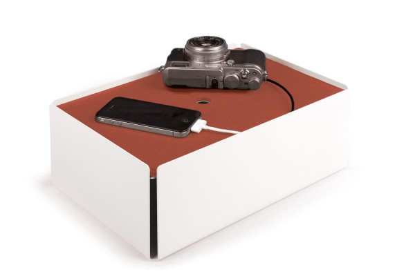 Kabelbox CHARGE-BOX weiß Leder kupfer günstig online kaufen