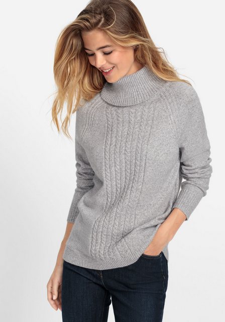 Olsen Rollkragenpullover mit Zopfmuster auf der Vorderseite günstig online kaufen