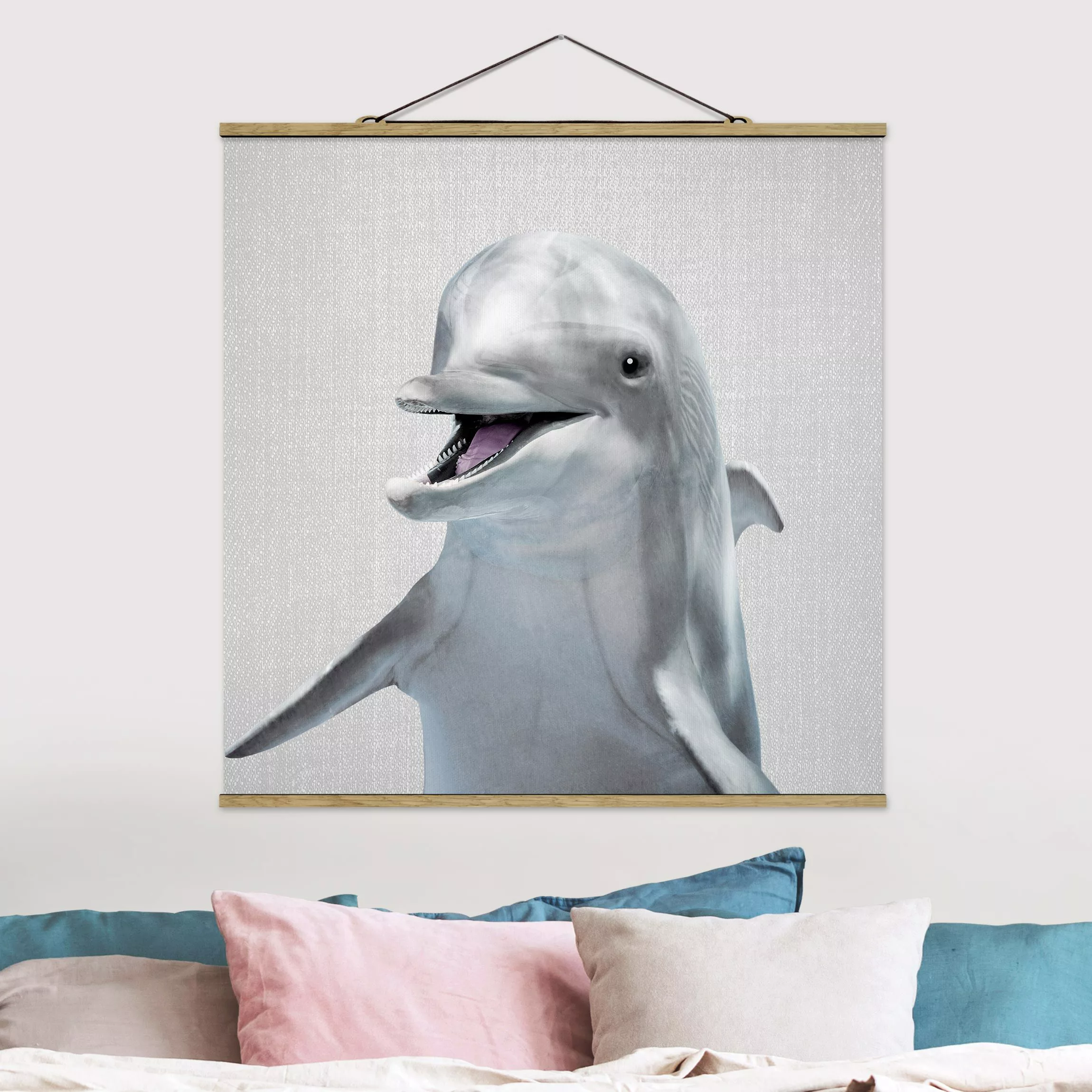 Stoffbild mit Posterleisten Delfin Diddi günstig online kaufen