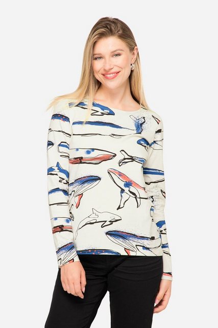 Laurasøn Longsleeve T-Shirt Regular Fit Wal-Print Rundhals Langarm günstig online kaufen