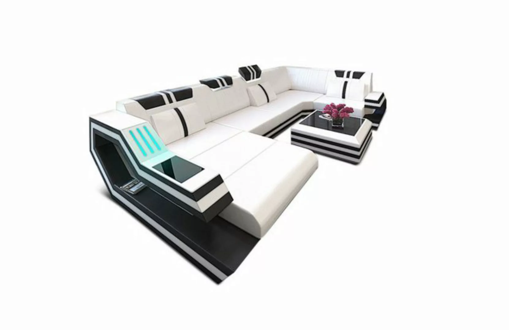 Sofa Dreams Wohnlandschaft Leder Sofa Ledercouch Ravenna U Form Ledersofa, günstig online kaufen