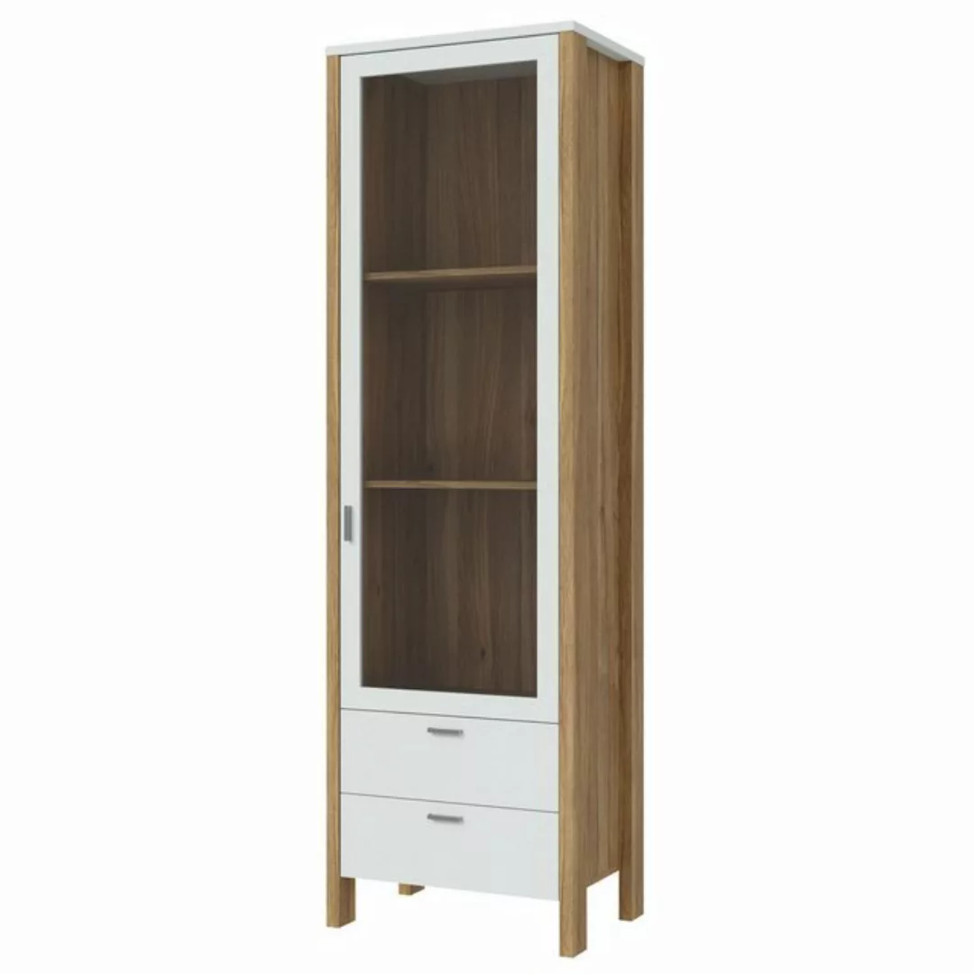 expendio Vitrine Samuel 9 Secret Grey / Mauvella Oak, 62x202x42 cm günstig online kaufen