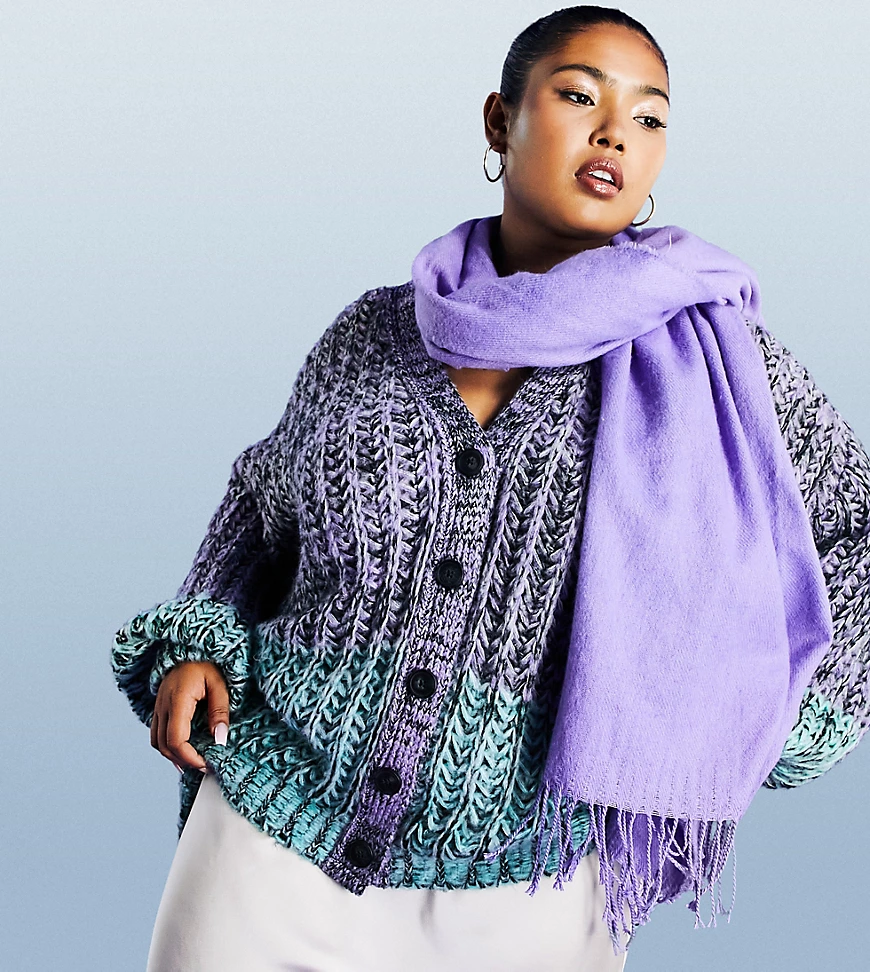 ASOS DESIGN Curve – Strickjacke mit Oversize-Passform in Blockfarben-Violet günstig online kaufen