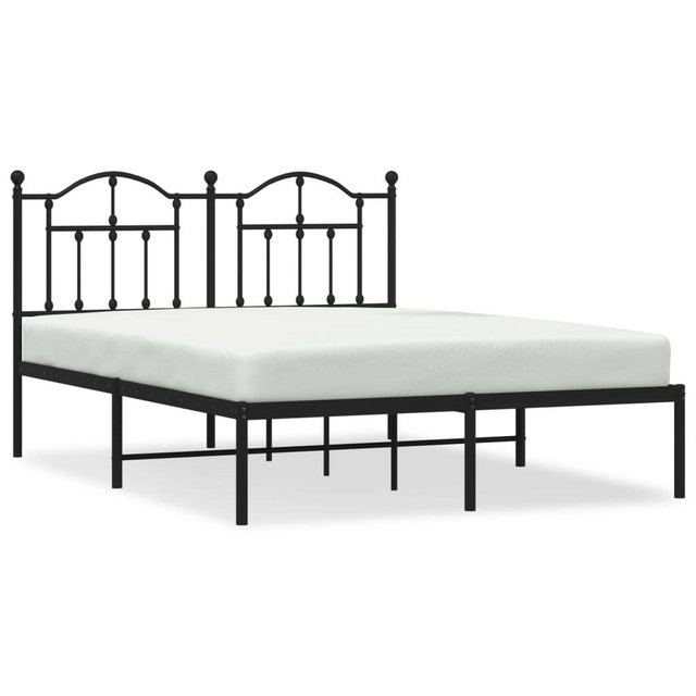 vidaXL Bettgestell, Bettrahmen mit Kopfteil Metall Schwarz 135x190 cm günstig online kaufen