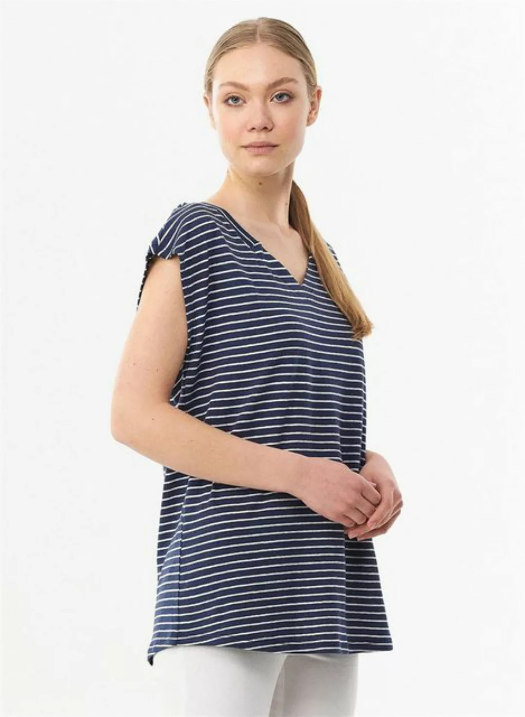 ORGANICATION T-Shirt Women's Striped T-Shirt in Navy/Off White günstig online kaufen