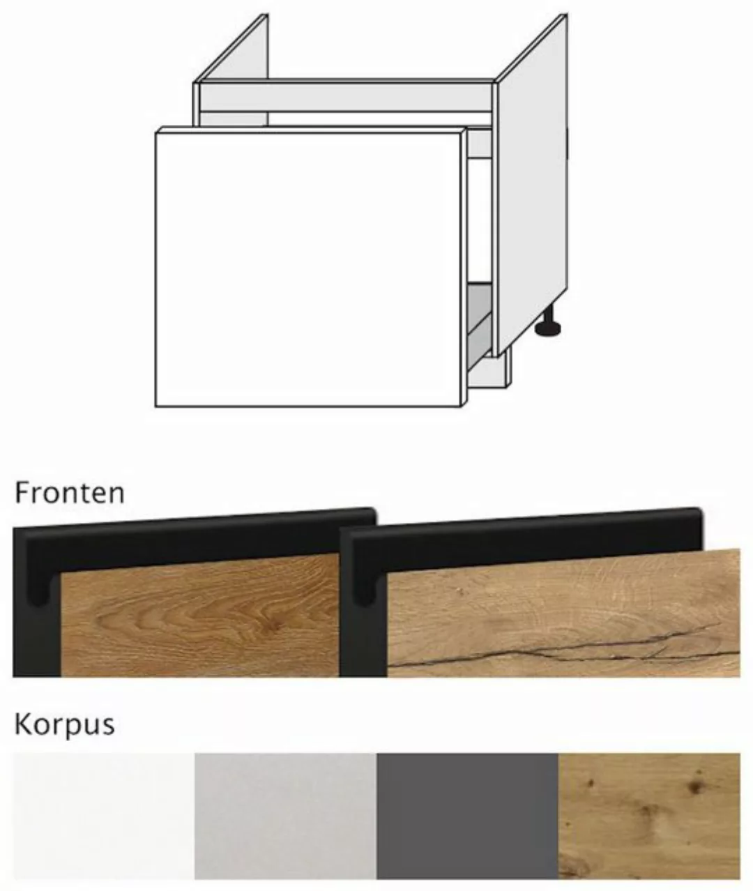 Feldmann-Wohnen Spülenunterschrank Treviso (1-St) 80cm Front- und Korpusfar günstig online kaufen