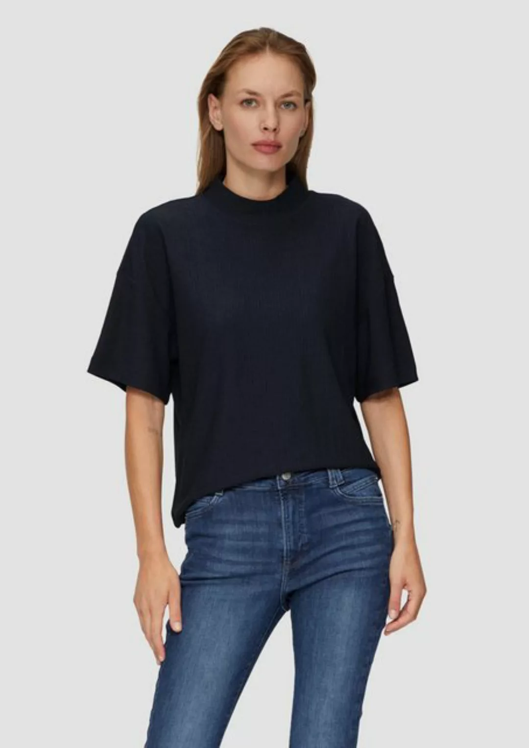 s.Oliver 3/4-Arm-Shirt Crêpe-Shirt mit Stehkragen Ziernaht günstig online kaufen