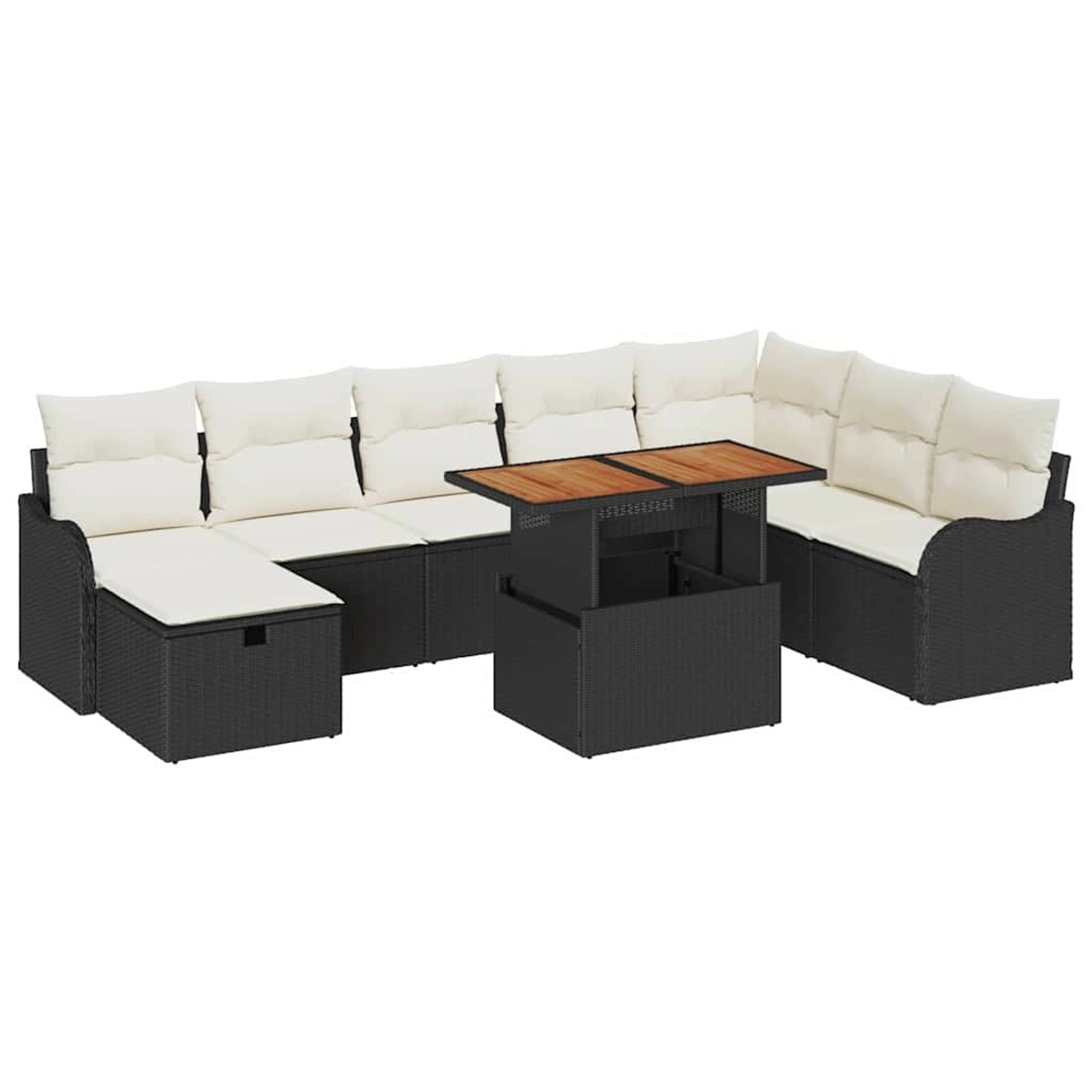 vidaXL 9-Teiliges Gartensofa-Set mit Kissen Schwarzes Poly Rattan 3361285 günstig online kaufen