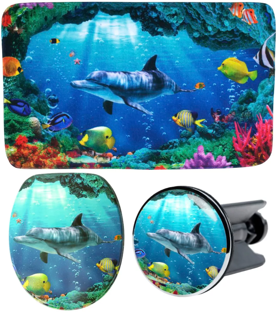 Sanilo Badaccessoire-Set »Delphin Korallen«, (Komplett-Set, 3 tlg.) günstig online kaufen