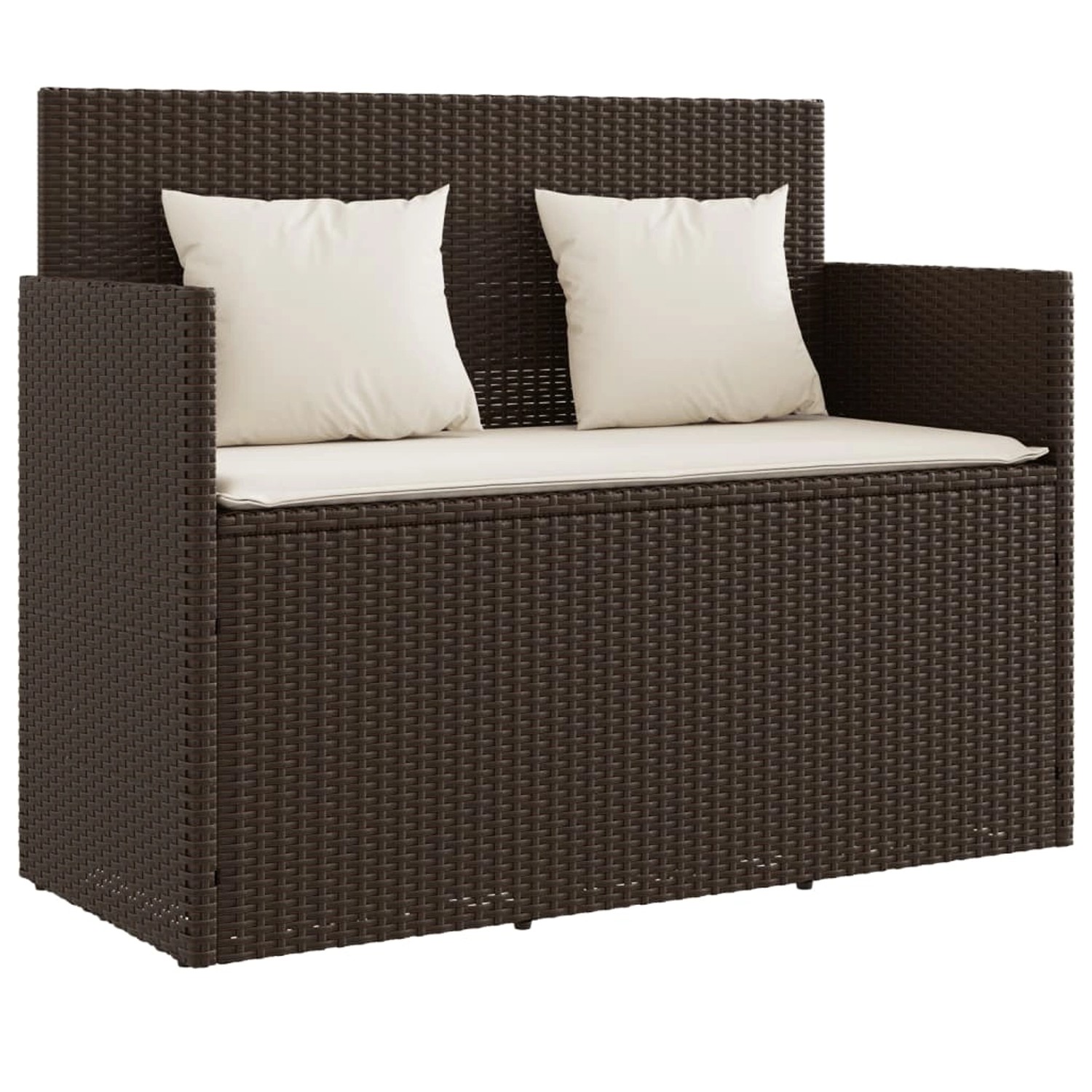 furnicato Gartenbank mit Kissen Braun Poly Rattan günstig online kaufen