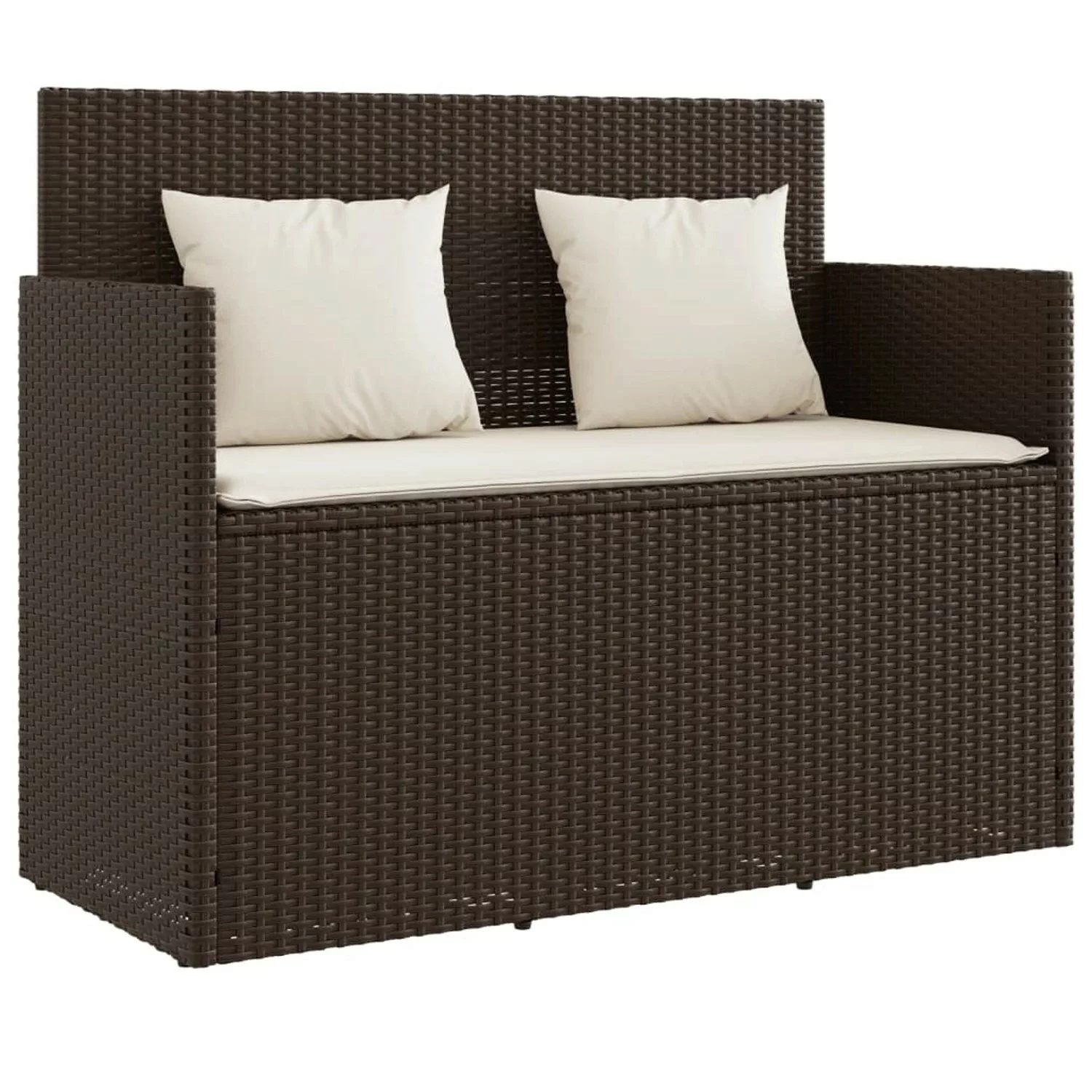 vidaXL Gartenbank Poly Rattan mit Kissen Braun günstig online kaufen