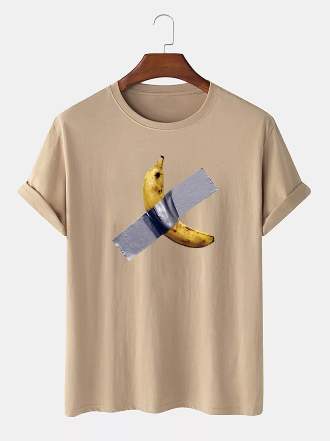 Herren 100% Baumwolle Banane bedruckt atmungsaktive lässige O-Ausschnitt Ku günstig online kaufen