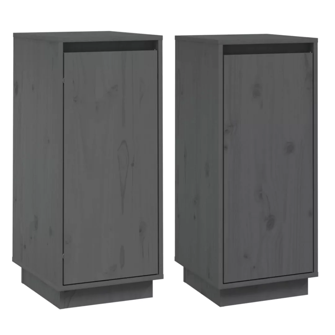 Vidaxl Sideboards 2 Stk. Grau 31,5x34x75 Cm Massivholz Kiefer günstig online kaufen