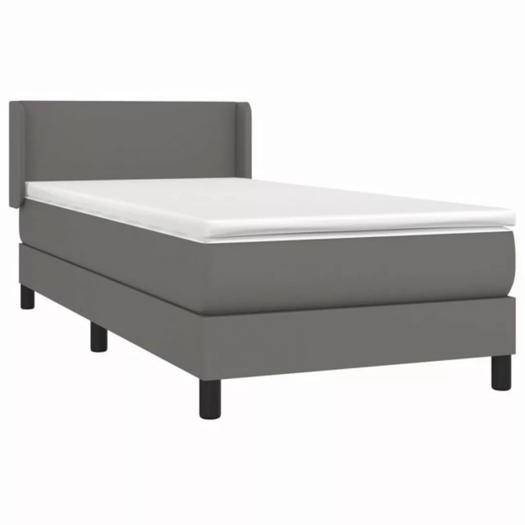 vidaXL Bett Boxspringbett mit Matratze Grau 80x200 cm Kunstleder günstig online kaufen