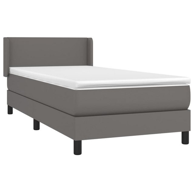 vidaXL Bett Boxspringbett mit Matratze Grau 90x200 cm Kunstleder günstig online kaufen