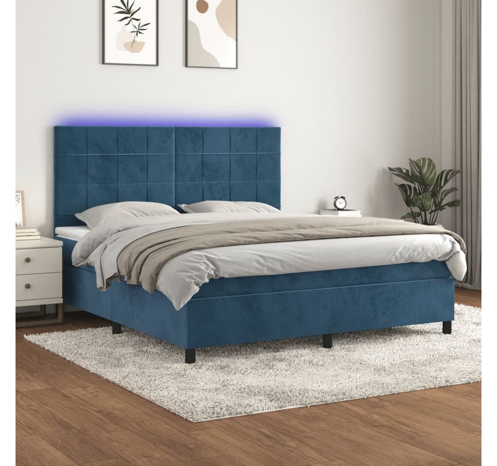 vidaXL Boxspringbett Boxspringbett mit Matratze LED Dunkelblau 160x200 cm S günstig online kaufen