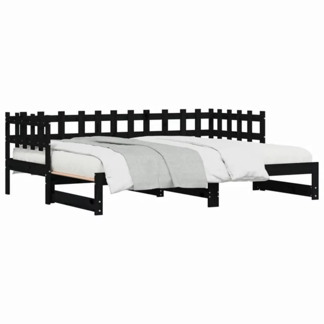 furnicato Bett Tagesbett Ausziehbar Schwarz 2x(80x200) cm Massivholz Kiefer günstig online kaufen