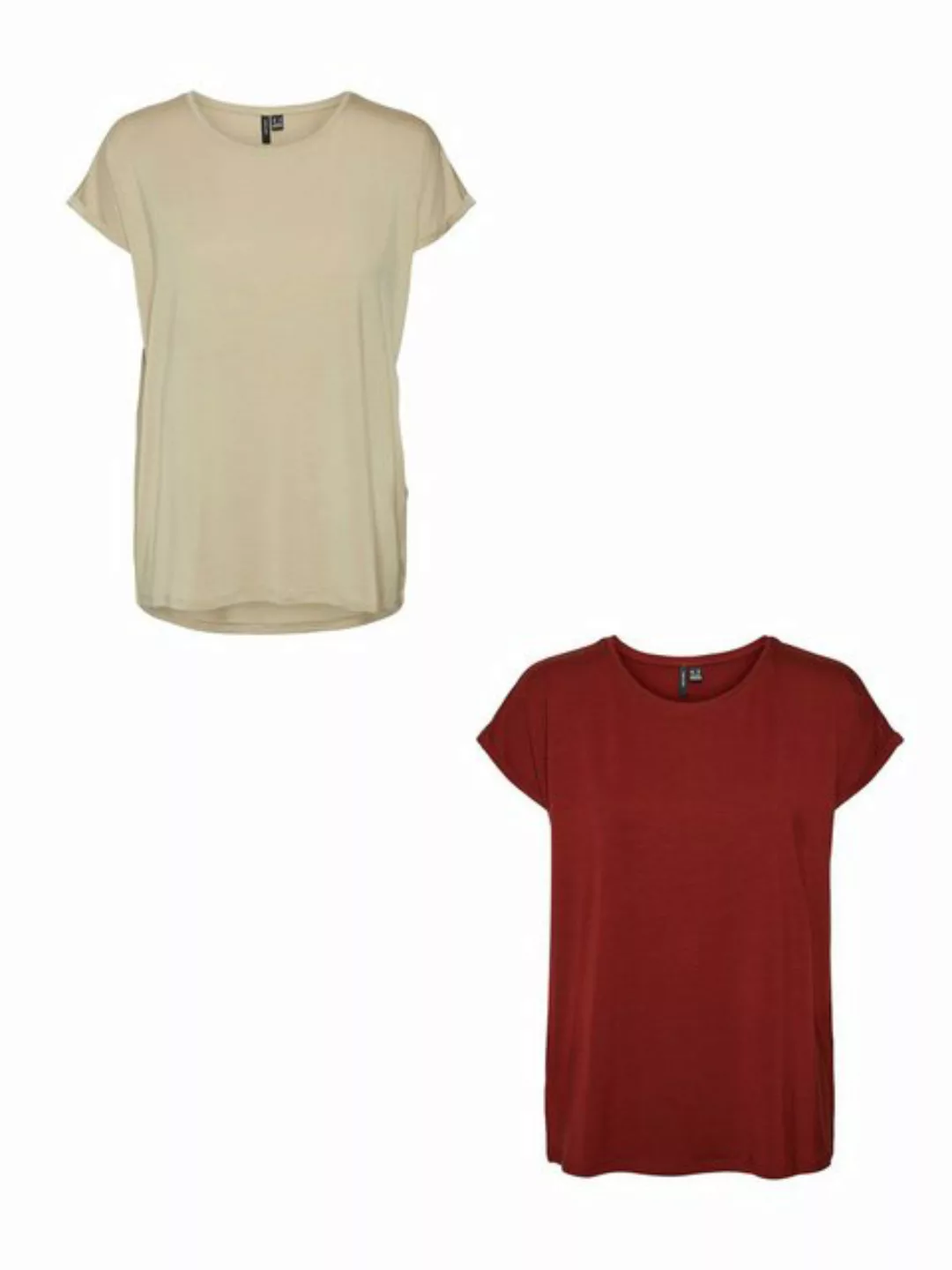 Vero Moda T-Shirt 2er-Pack T-Shirt Einfarbiges Stretch Oberteil (2-tlg) 515 günstig online kaufen