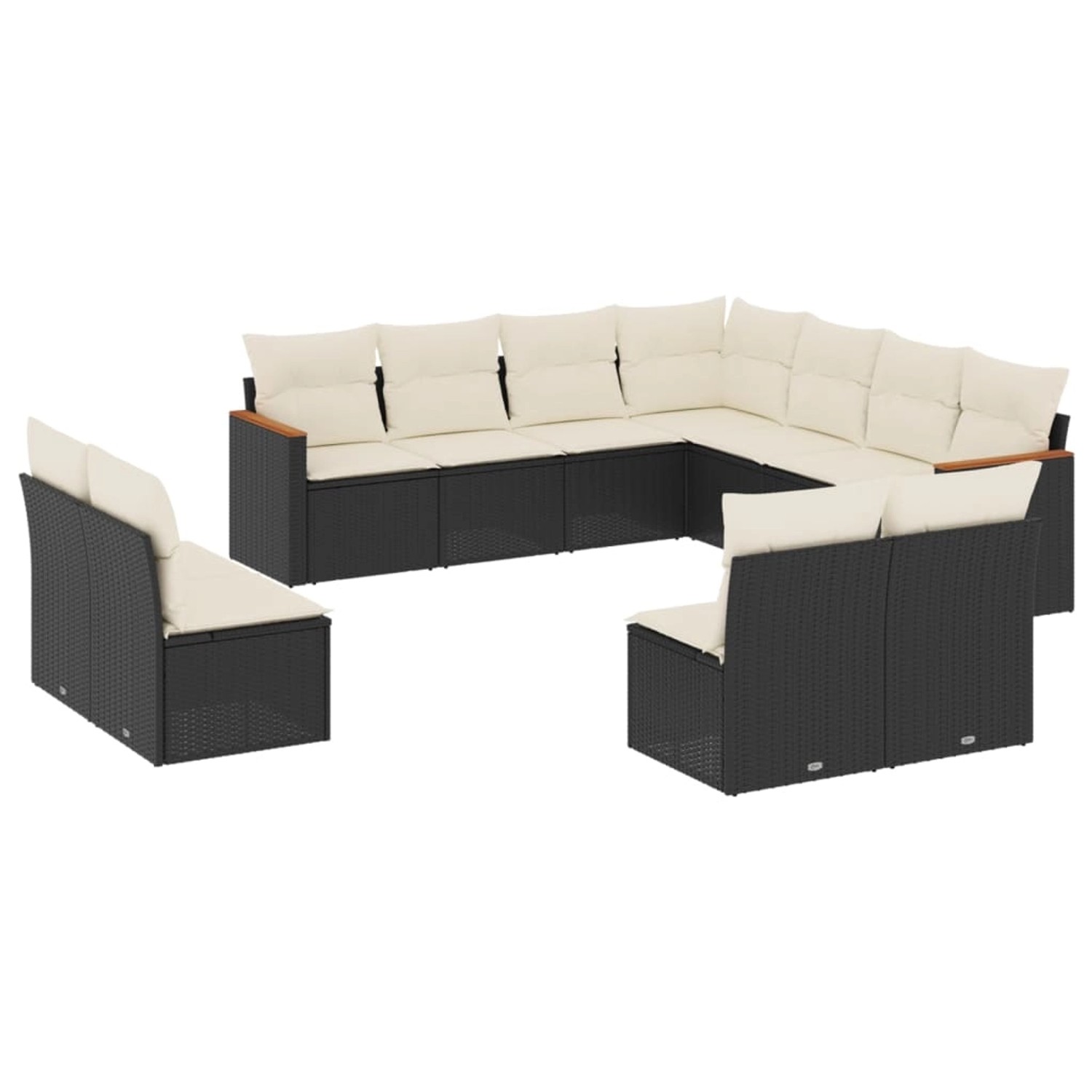 vidaXL 11-Tlg Garten-Sofagarnitur mit Kissen Schwarz Poly Rattan 3258486 günstig online kaufen
