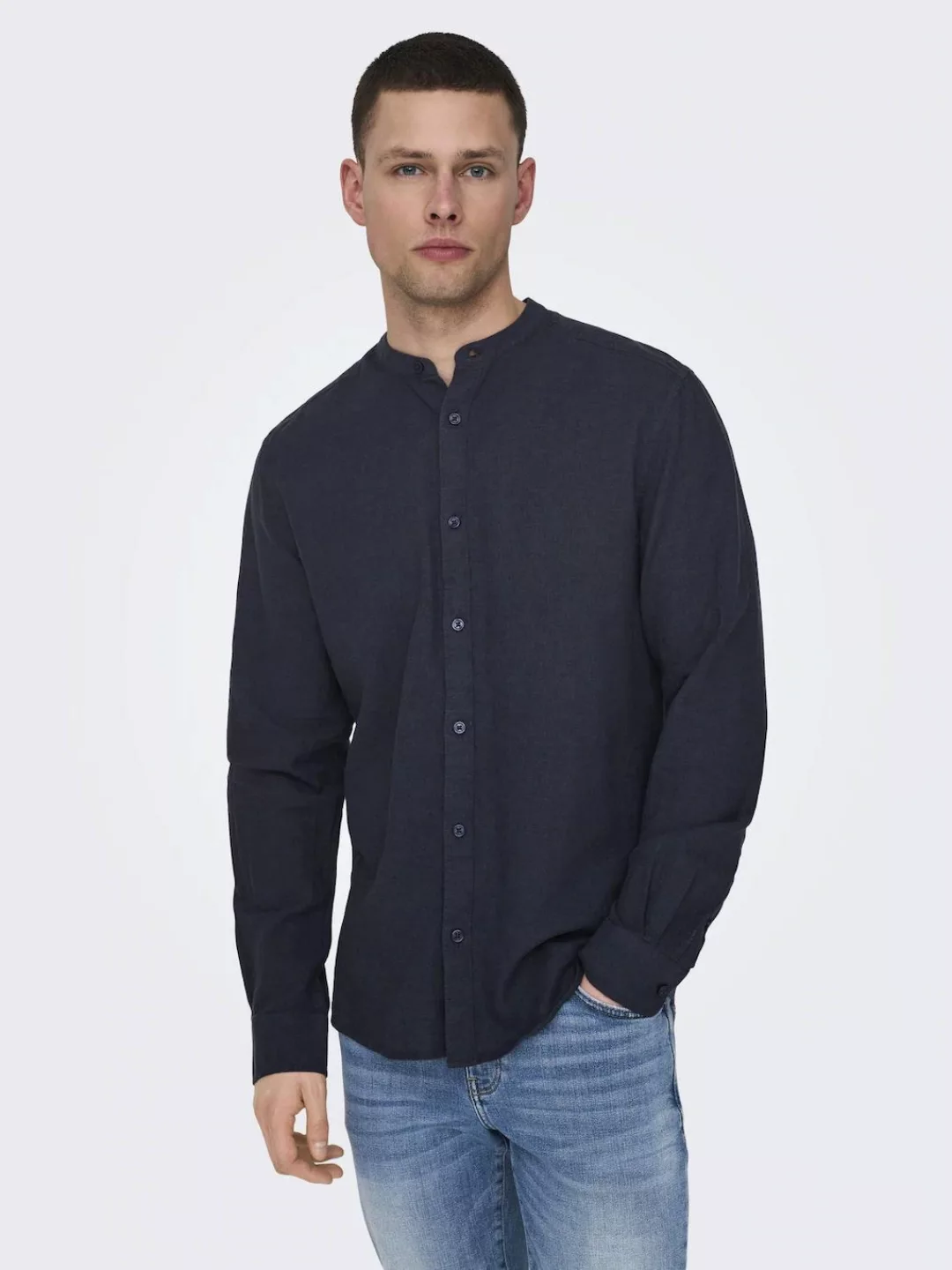 ONLY & SONS Langarmhemd "ONSCAIDEN LS SOLID LINEN MAO SHIRT NOOS" günstig online kaufen