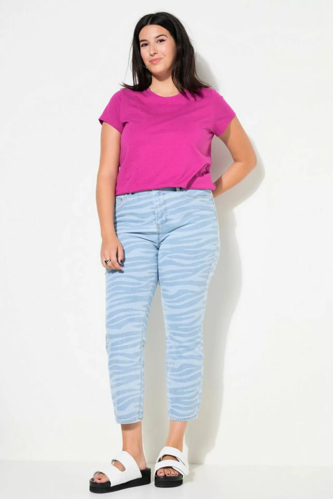 Studio Untold Regular-fit-Jeans Mom-Jeans Wide Legs Zebra-Print 5-Pocket günstig online kaufen