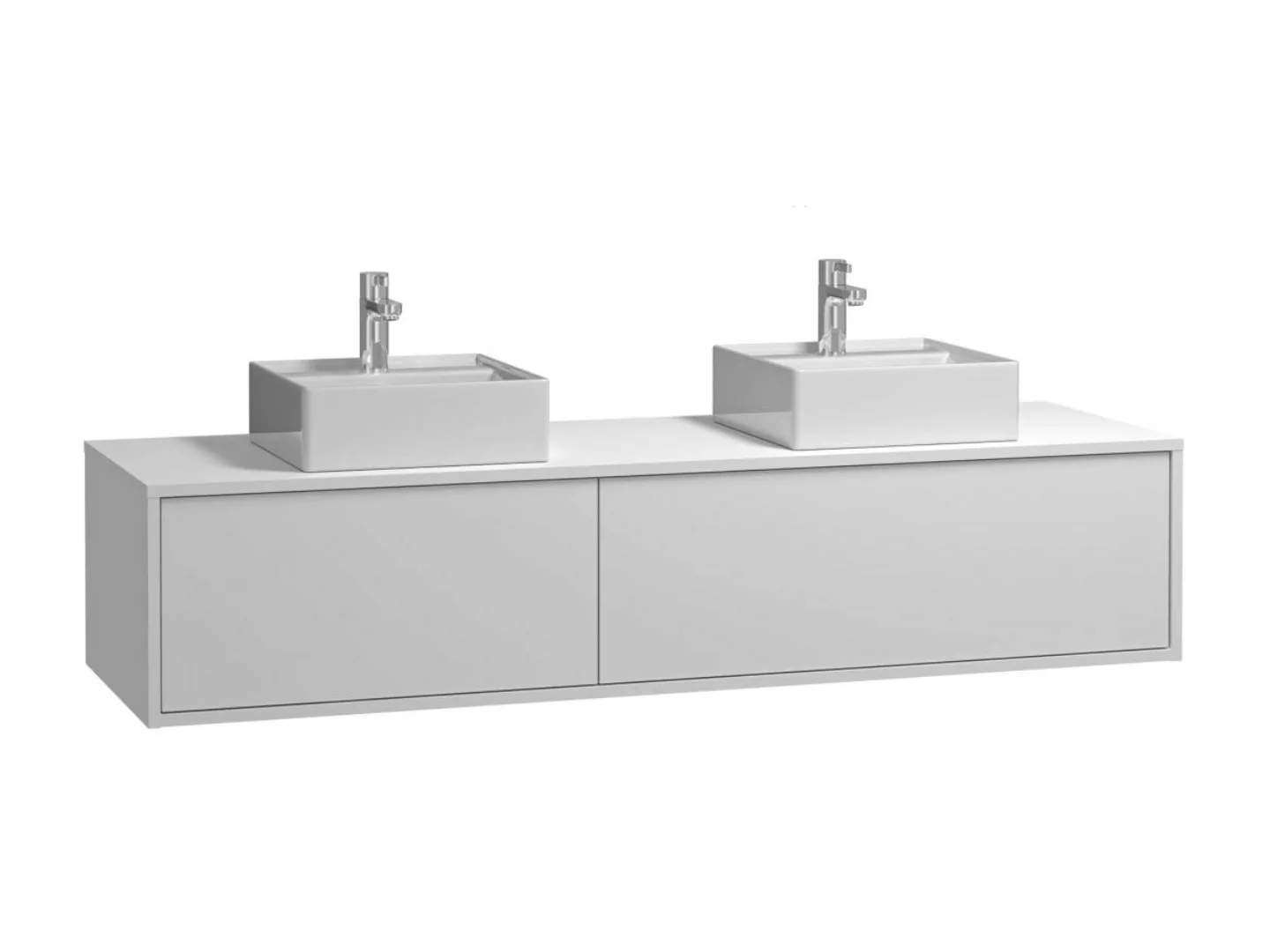 Waschbeckenunterschrank hängend mit Doppelwaschbecken - Weiß - L150 cm - IS günstig online kaufen