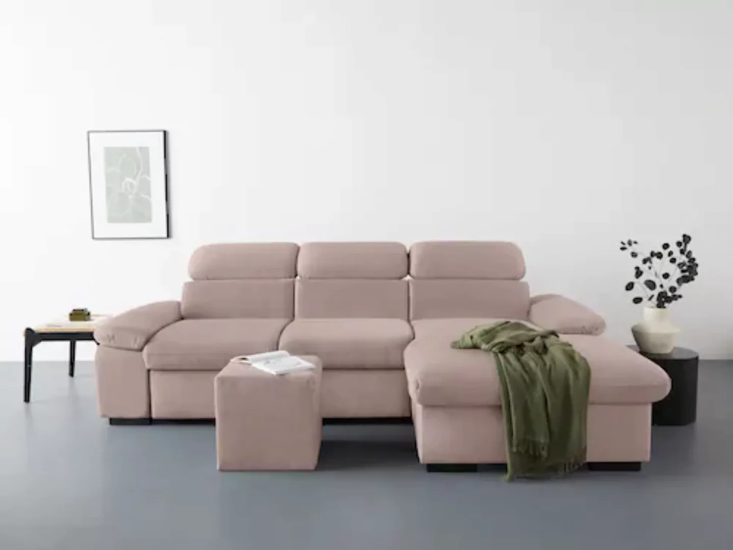 COTTA Ecksofa »Lola L-Form«, (Set, mit Hocker), mit Hocker & Kopfteilfunkti günstig online kaufen