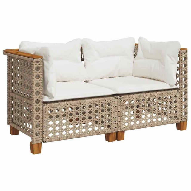 vidaXL Loungesofa Garten-Ecksofas mit Kissen 2 Stk. Beige Poly Rattan, 2 Te günstig online kaufen